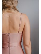 Vékony pántos, szív kivágású maxi ruha coffee-cream színben.