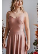 Sophie – Vékony pántos, szív kivágású maxi ruha coffee-cream színben