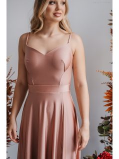   Sophie – Vékony pántos, szív kivágású maxi ruha coffee-cream színben