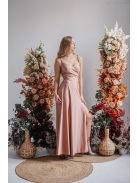 Sophie – Vékony pántos, szív kivágású maxi ruha coffee-cream színben