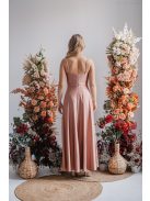 Sophie – Vékony pántos, szív kivágású maxi ruha coffee-cream színben