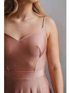 Sophie – Vékony pántos, szív kivágású maxi ruha coffee-cream színben