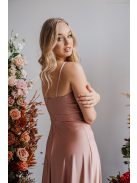 Sophie – Vékony pántos, szív kivágású maxi ruha coffee-cream színben