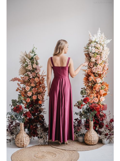 Zoe – bolero színű maxi ruha elasztikus anyagból