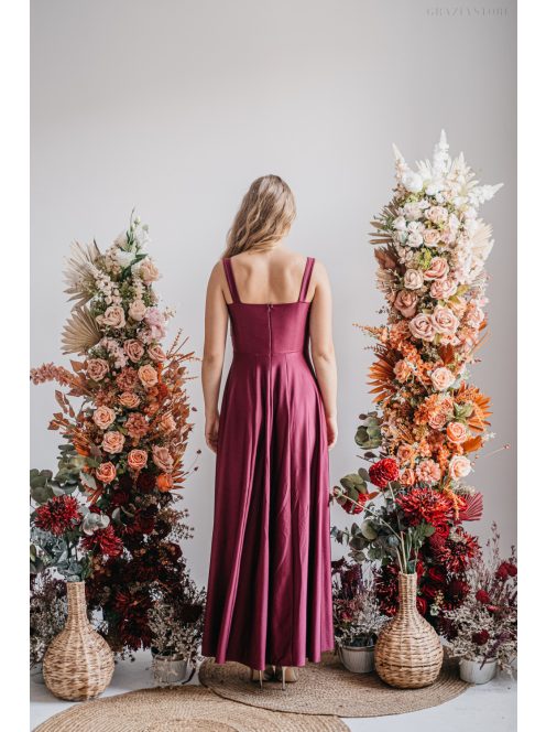 Zoe – bolero színű maxi ruha elasztikus anyagból