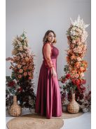 Polli ujjakkal - átlapolt, bordázott mellrészű bolero maxi ruha tüll ujjakkal