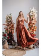 Lidia - különleges maxi ruha dattero színben elasztikus anyagból