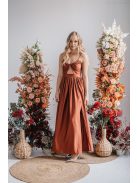 Lidia - különleges maxi ruha dattero színben elasztikus anyagból