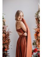 Lidia - különleges maxi ruha dattero színben elasztikus anyagból