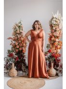 Heather – dattero színű V kivágású maxi ruha