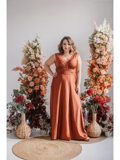 Heather – dattero színű V kivágású maxi ruha