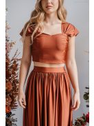 Rebeka – dattero színű elasztikus anyagú crop top