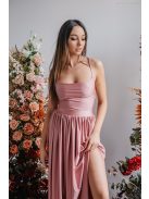 Hátán pántos, mályva színű maxi ruha alkalmakra, koszorúslányoknak.
