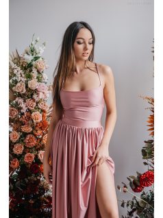   Madleine – shiva színű maxi ruha hátán pántokkal elasztikus anyagból