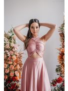 Mályva maxi ruha egyedi felsőrésszel, átlapolt szoknyával.