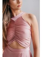 Mályva maxi ruha egyedi felsőrésszel, átlapolt szoknyával.