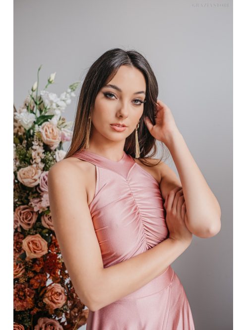 Mályva maxi ruha egyedi felsőrésszel, átlapolt szoknyával.