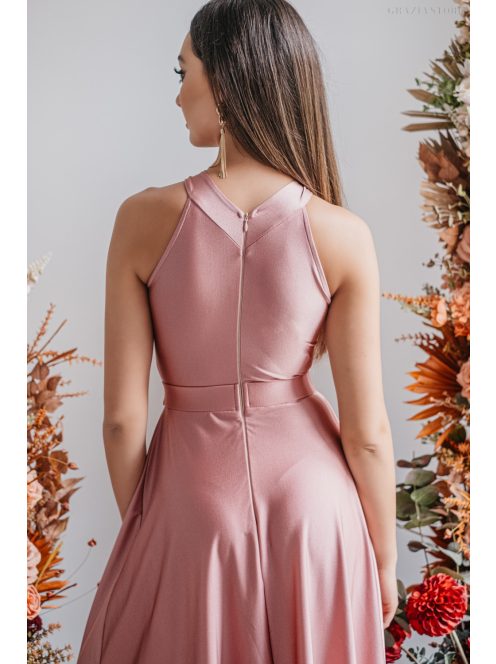 Mályva maxi ruha egyedi felsőrésszel, átlapolt szoknyával.