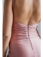 Emili- V-kivágású, ráncolt maxi ruha, vékony pántokkal shiva színben