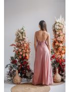 Emili- V-kivágású, ráncolt maxi ruha, vékony pántokkal shiva színben