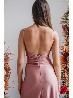   Emili- V-kivágású, ráncolt maxi ruha, vékony pántokkal shiva színben