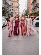 Emili- V-kivágású, ráncolt maxi ruha, vékony pántokkal shiva színben