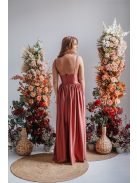 Hanna - V kivágású kenya színű maxi ruha elasztikus anyagból