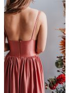 Hanna - V kivágású kenya színű maxi ruha elasztikus anyagból