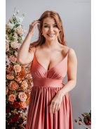 Hanna - V kivágású kenya színű maxi ruha elasztikus anyagból