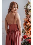 Hanna - V kivágású kenya színű maxi ruha elasztikus anyagból