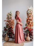 Alina – rövid ujjas átlapolt maxi ruha kenya színben