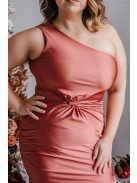 Lili - kenya színű csavart elejű szűk fazonú maxi ruha 