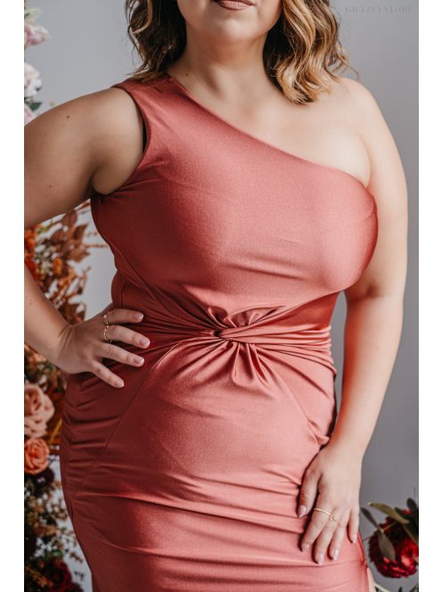 Lili - kenya színű csavart elejű szűk fazonú maxi ruha 