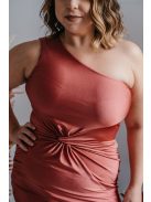 Lili - kenya színű csavart elejű szűk fazonú maxi ruha 