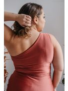 Lili - kenya színű csavart elejű szűk fazonú maxi ruha 