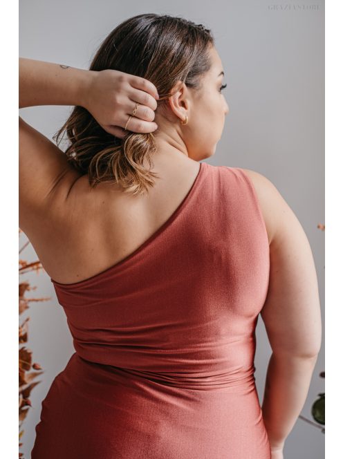 Lili - kenya színű csavart elejű szűk fazonú maxi ruha 