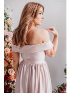 Audrey - szív kivágású maxi ruha púder színben