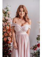 Audrey - szív kivágású maxi ruha púder színben