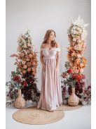 Audrey - szív kivágású maxi ruha púder színben