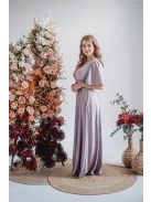 Nelli - V kivágású alchimia színű maxi ruha rövid ujjakkal 