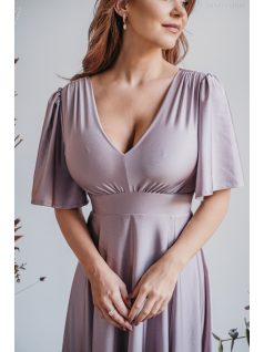   Nelli - V kivágású alchimia színű maxi ruha rövid ujjakkal 