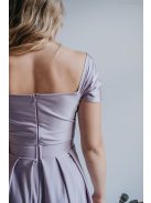 Inez – ráncolt felsőrészű, romantikus ujjú alchimia színű maxi ruha 