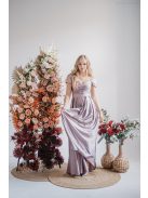 Ráncolt felsőrészű, romantikus ujjú alchimia színű maxi ruha.