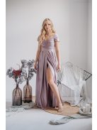 Inez – ráncolt felsőrészű, romantikus ujjú alchimia színű maxi ruha 