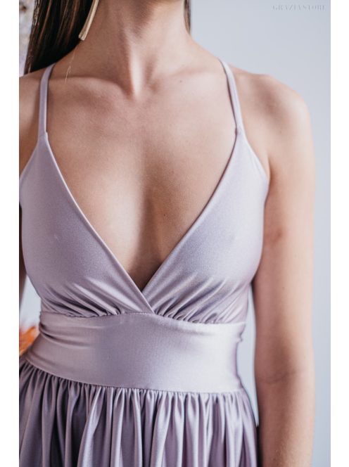 Emma - V-kivágású alchimia színű maxi ruha különleges hátrésszel