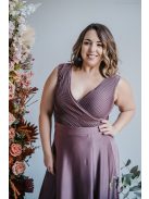 Polli - átlapolt, bordázott mellrészű, supernatural színű maxi ruha