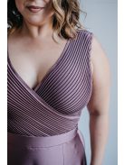 Polli - átlapolt, bordázott mellrészű, supernatural színű maxi ruha