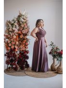 Polli - átlapolt, bordázott mellrészű, supernatural színű maxi ruha