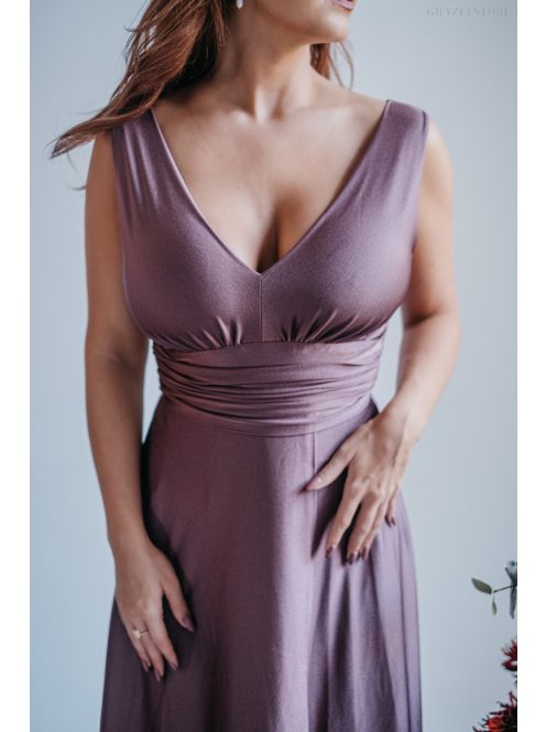 Heather - supernatural színű V kivágású maxi ruha