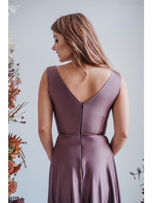 Heather - supernatural színű V kivágású maxi ruha